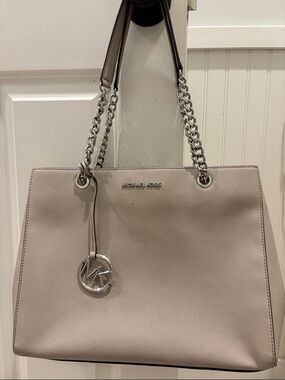 Michael Kors Taupe Chain Shoulder Tote